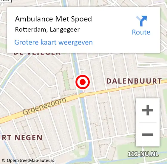 Locatie op kaart van de 112 melding: Ambulance Met Spoed Naar Rotterdam, Langegeer op 24 oktober 2024 11:36