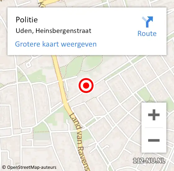 Locatie op kaart van de 112 melding: Politie Uden, Heinsbergenstraat op 24 oktober 2024 11:37