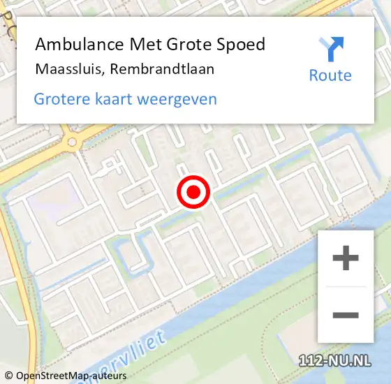 Locatie op kaart van de 112 melding: Ambulance Met Grote Spoed Naar Maassluis, Rembrandtlaan op 24 oktober 2024 11:55