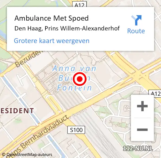 Locatie op kaart van de 112 melding: Ambulance Met Spoed Naar Den Haag, Prins Willem-Alexanderhof op 24 oktober 2024 12:02