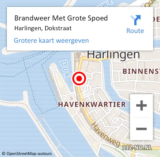 Locatie op kaart van de 112 melding: Brandweer Met Grote Spoed Naar Harlingen, Dokstraat op 24 oktober 2014 14:38