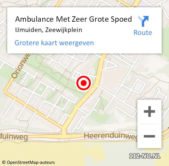 Locatie op kaart van de 112 melding: Ambulance Met Zeer Grote Spoed Naar IJmuiden, Zeewijkplein op 24 oktober 2024 12:16