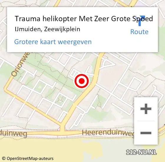 Locatie op kaart van de 112 melding: Trauma helikopter Met Zeer Grote Spoed Naar IJmuiden, Zeewijkplein op 24 oktober 2024 12:18