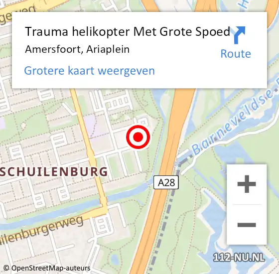 Locatie op kaart van de 112 melding: Trauma helikopter Met Grote Spoed Naar Amersfoort, Ariaplein op 24 oktober 2024 12:41