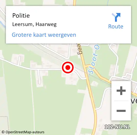 Locatie op kaart van de 112 melding: Politie Leersum, Haarweg op 24 oktober 2024 12:45