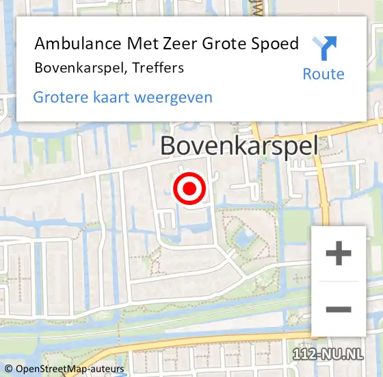 Locatie op kaart van de 112 melding: Ambulance Met Zeer Grote Spoed Naar Bovenkarspel, Treffers op 24 oktober 2024 12:48