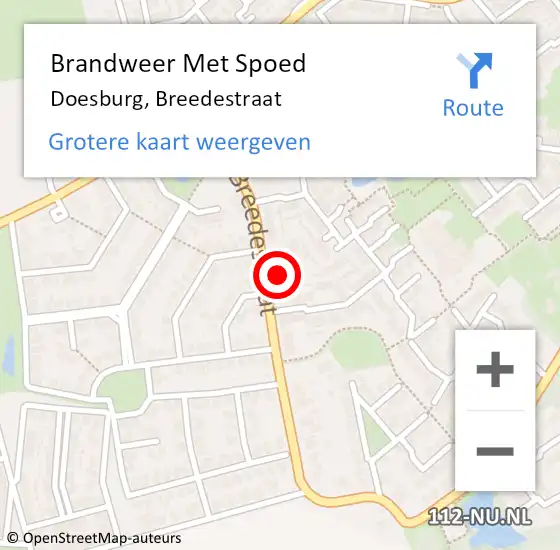 Locatie op kaart van de 112 melding: Brandweer Met Spoed Naar Doesburg, Breedestraat op 24 oktober 2024 12:49