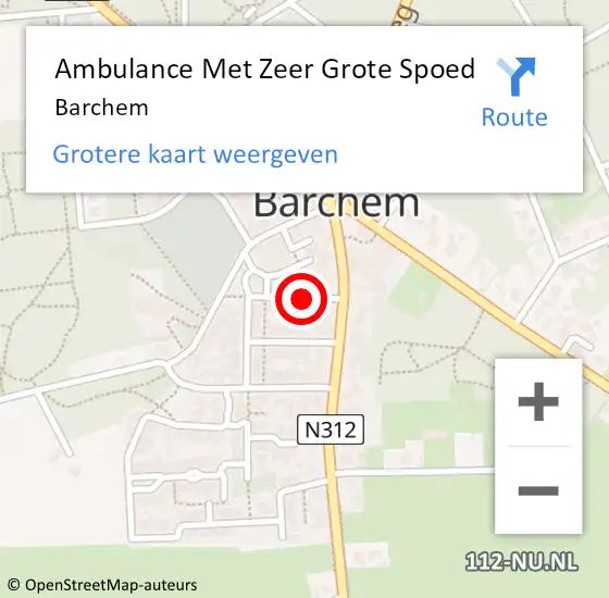 Locatie op kaart van de 112 melding: Ambulance Met Zeer Grote Spoed Naar Barchem op 24 oktober 2024 12:57