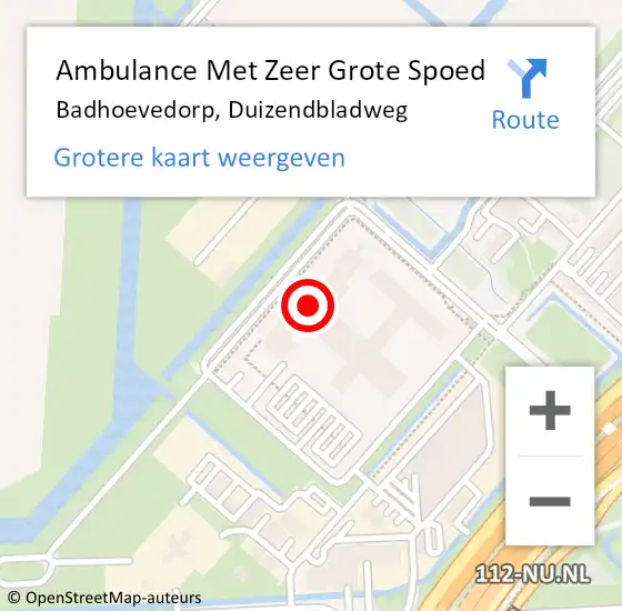 Locatie op kaart van de 112 melding: Ambulance Met Zeer Grote Spoed Naar Badhoevedorp, Duizendbladweg op 24 oktober 2024 13:05