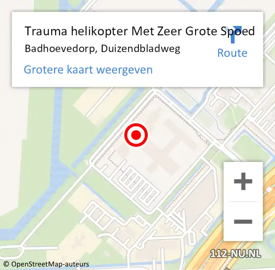 Locatie op kaart van de 112 melding: Trauma helikopter Met Zeer Grote Spoed Naar Badhoevedorp, Duizendbladweg op 24 oktober 2024 13:07