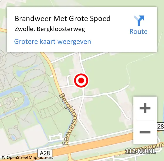 Locatie op kaart van de 112 melding: Brandweer Met Grote Spoed Naar Zwolle, Bergkloosterweg op 24 oktober 2024 13:22