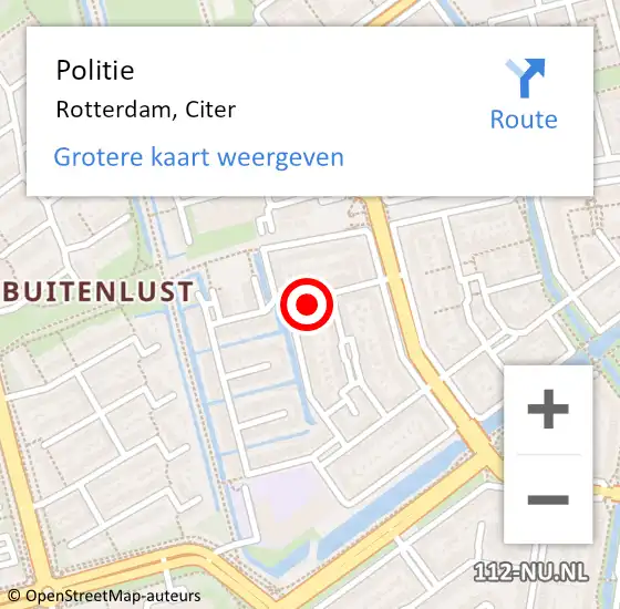 Locatie op kaart van de 112 melding: Politie Rotterdam, Citer op 24 oktober 2024 13:26