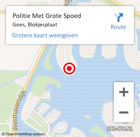 Locatie op kaart van de 112 melding: Politie Met Grote Spoed Naar Goes, Blokjesplaat op 24 oktober 2024 13:46