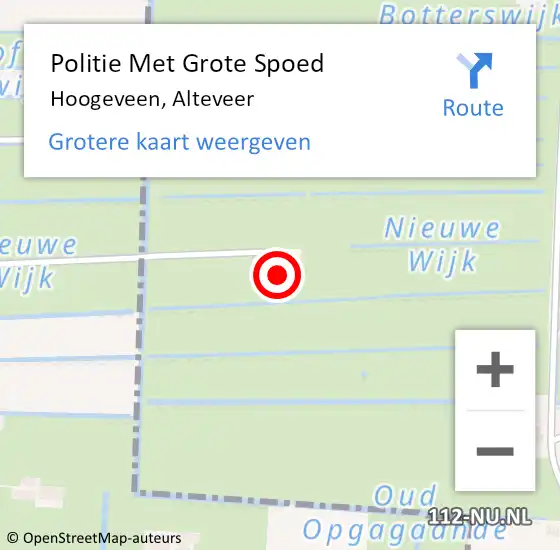 Locatie op kaart van de 112 melding: Politie Met Grote Spoed Naar Hoogeveen, Alteveer op 24 oktober 2024 13:47