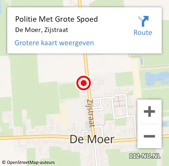 Locatie op kaart van de 112 melding: Politie Met Grote Spoed Naar De Moer, Zijstraat op 24 oktober 2024 13:49