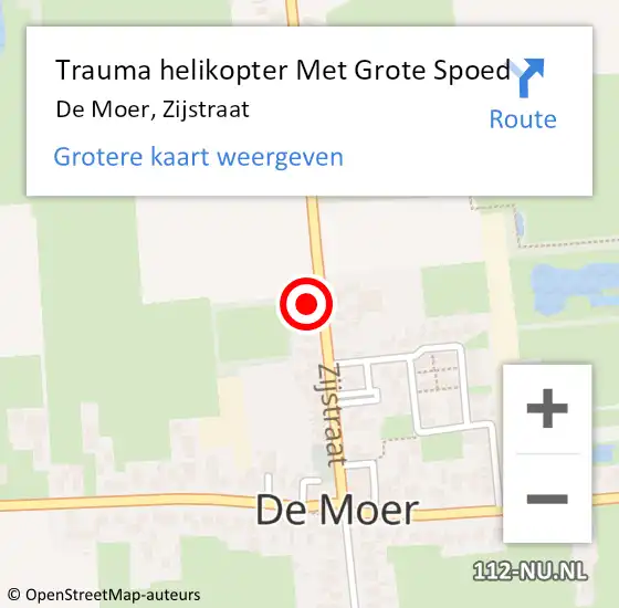 Locatie op kaart van de 112 melding: Trauma helikopter Met Grote Spoed Naar De Moer, Zijstraat op 24 oktober 2024 13:50