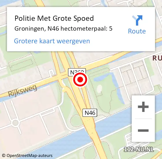 Locatie op kaart van de 112 melding: Politie Met Grote Spoed Naar Groningen, N46 hectometerpaal: 5 op 24 oktober 2024 13:51