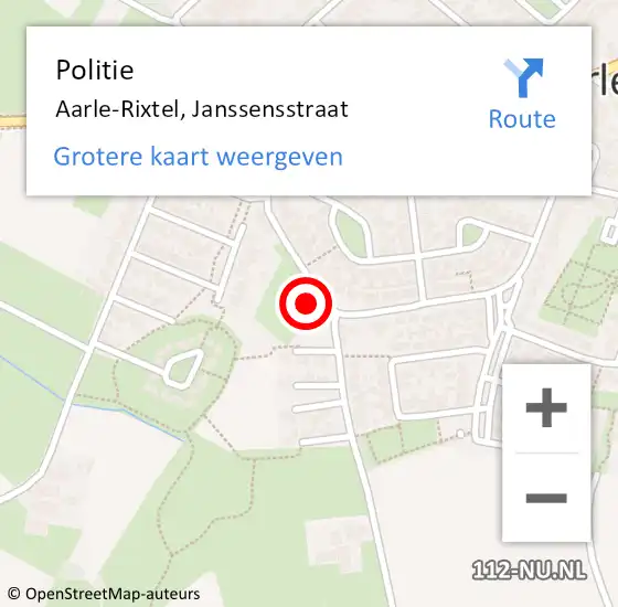 Locatie op kaart van de 112 melding: Politie Aarle-Rixtel, Janssensstraat op 24 oktober 2024 13:53