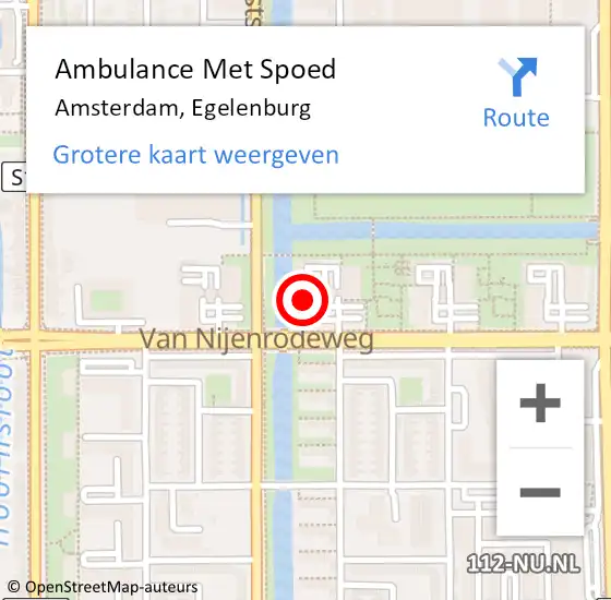 Locatie op kaart van de 112 melding: Ambulance Met Spoed Naar Amsterdam, Egelenburg op 24 oktober 2024 13:58