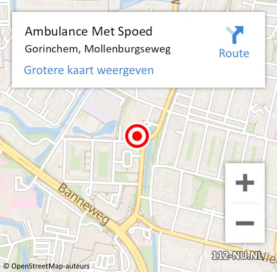 Locatie op kaart van de 112 melding: Ambulance Met Spoed Naar Gorinchem, Mollenburgseweg op 24 oktober 2024 14:15