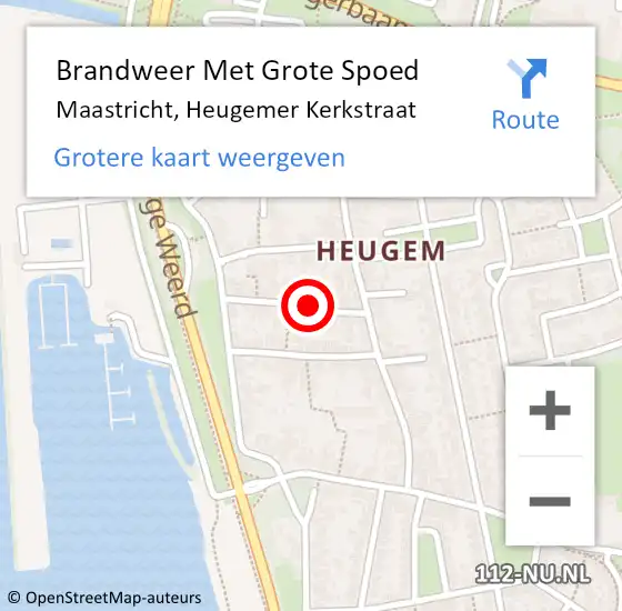 Locatie op kaart van de 112 melding: Brandweer Met Grote Spoed Naar Maastricht, Heugemer Kerkstraat op 24 oktober 2024 14:15