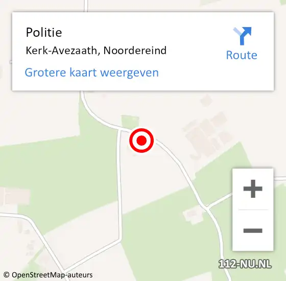 Locatie op kaart van de 112 melding: Politie Kerk-Avezaath, Noordereind op 24 oktober 2024 14:30