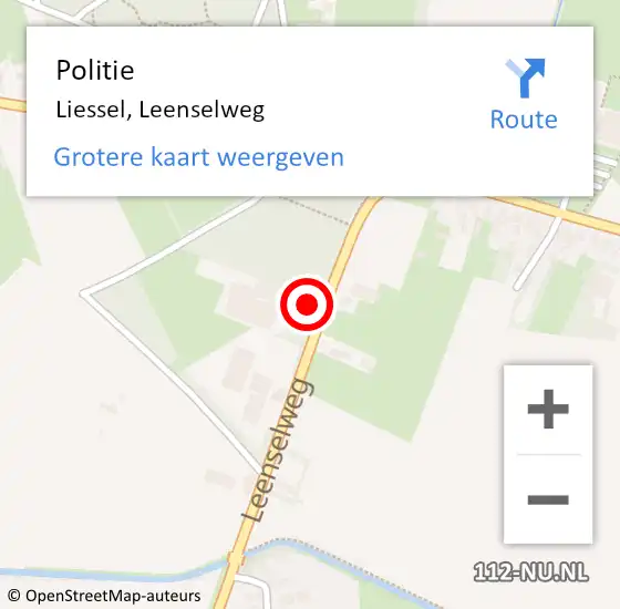 Locatie op kaart van de 112 melding: Politie Liessel, Leenselweg op 24 oktober 2024 14:30