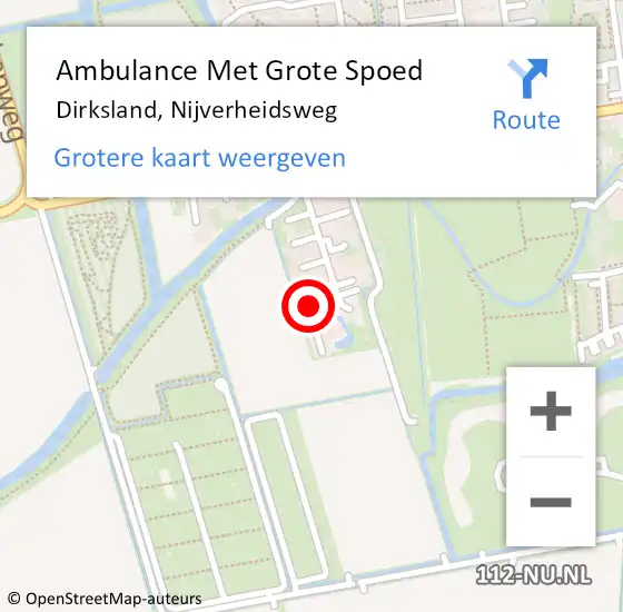 Locatie op kaart van de 112 melding: Ambulance Met Grote Spoed Naar Dirksland, Nijverheidsweg op 24 oktober 2024 14:30