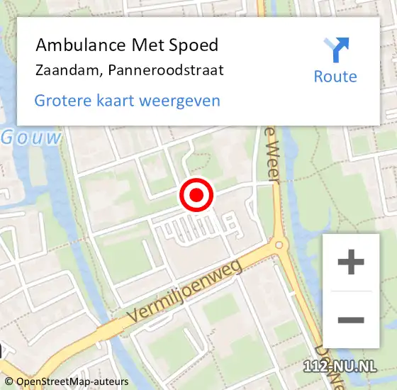 Locatie op kaart van de 112 melding: Ambulance Met Spoed Naar Zaandam, Panneroodstraat op 24 oktober 2024 14:33