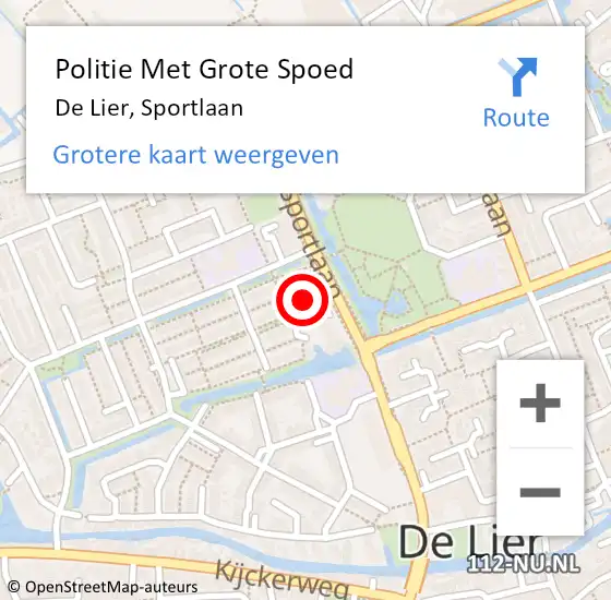 Locatie op kaart van de 112 melding: Politie Met Grote Spoed Naar De Lier, Sportlaan op 24 oktober 2024 14:36