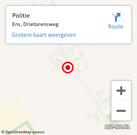 Locatie op kaart van de 112 melding: Politie Ens, Drietorensweg op 24 oktober 2024 14:48