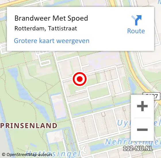 Locatie op kaart van de 112 melding: Brandweer Met Spoed Naar Rotterdam, Tattistraat op 24 oktober 2024 14:57