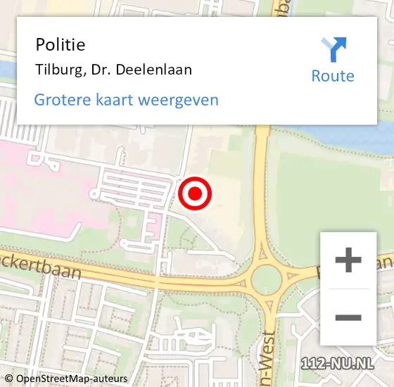 Locatie op kaart van de 112 melding: Politie Tilburg, Dr. Deelenlaan op 24 oktober 2024 15:05