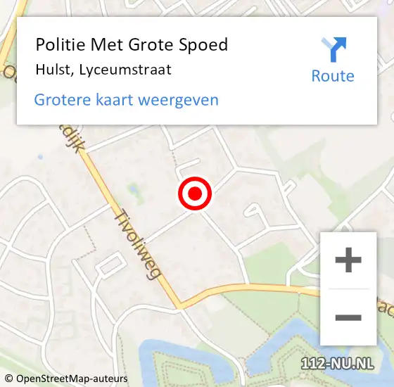 Locatie op kaart van de 112 melding: Politie Met Grote Spoed Naar Hulst, Lyceumstraat op 24 oktober 2024 15:08