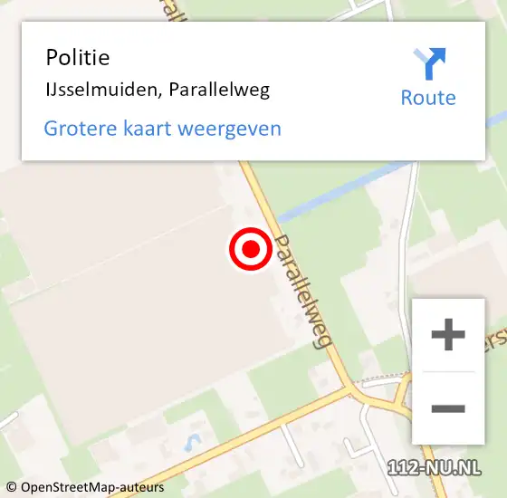 Locatie op kaart van de 112 melding: Politie IJsselmuiden, Parallelweg op 24 oktober 2024 15:09