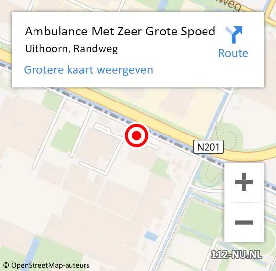 Locatie op kaart van de 112 melding: Ambulance Met Zeer Grote Spoed Naar Uithoorn, Randweg op 24 oktober 2024 15:16