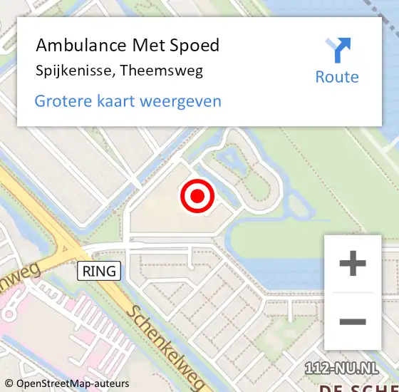 Locatie op kaart van de 112 melding: Ambulance Met Spoed Naar Spijkenisse, Theemsweg op 24 oktober 2024 15:16