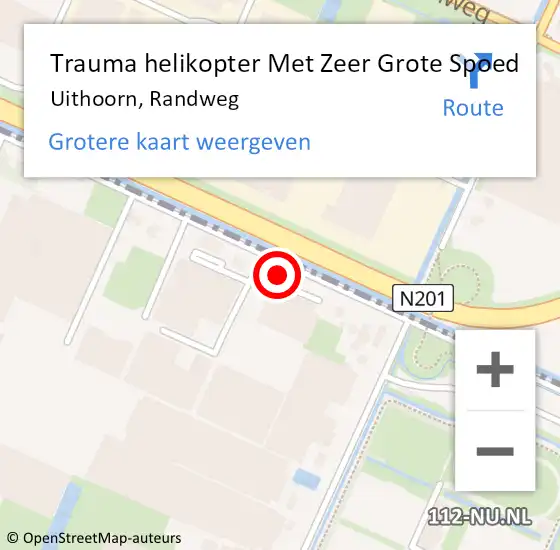 Locatie op kaart van de 112 melding: Trauma helikopter Met Zeer Grote Spoed Naar Uithoorn, Randweg op 24 oktober 2024 15:17