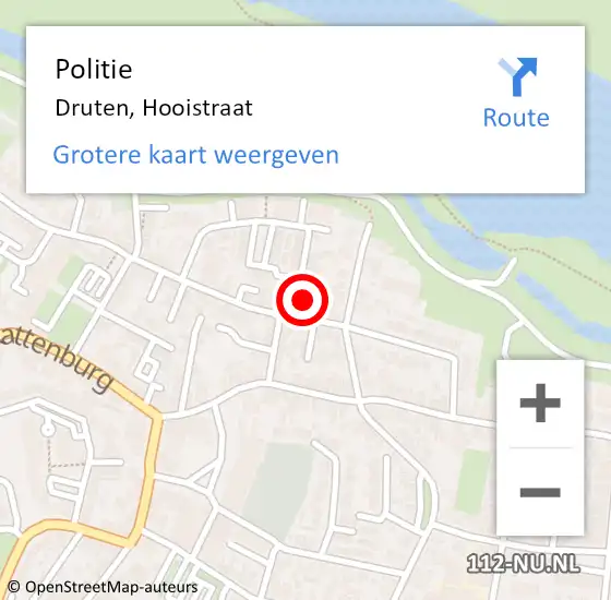 Locatie op kaart van de 112 melding: Politie Druten, Hooistraat op 24 oktober 2024 15:28