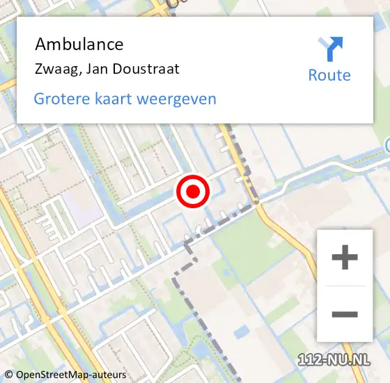 Locatie op kaart van de 112 melding: Ambulance Zwaag, Jan Doustraat op 24 oktober 2024 15:37