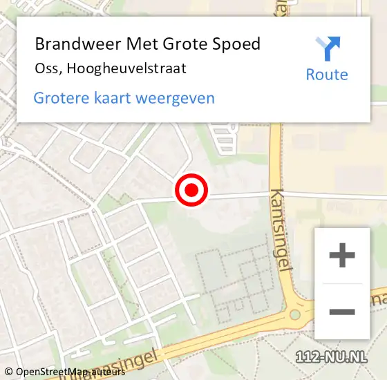 Locatie op kaart van de 112 melding: Brandweer Met Grote Spoed Naar Oss, Hoogheuvelstraat op 24 oktober 2024 15:45