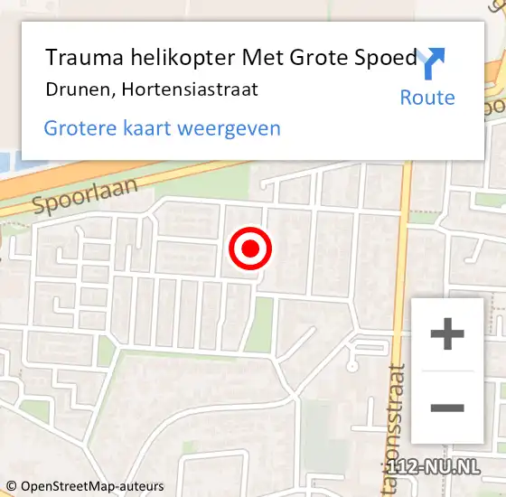 Locatie op kaart van de 112 melding: Trauma helikopter Met Grote Spoed Naar Drunen, Hortensiastraat op 24 oktober 2024 15:45