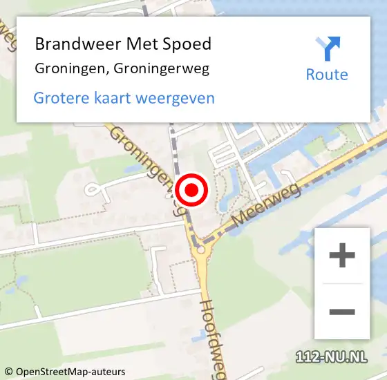 Locatie op kaart van de 112 melding: Brandweer Met Spoed Naar Groningen, Groningerweg op 24 oktober 2024 15:49