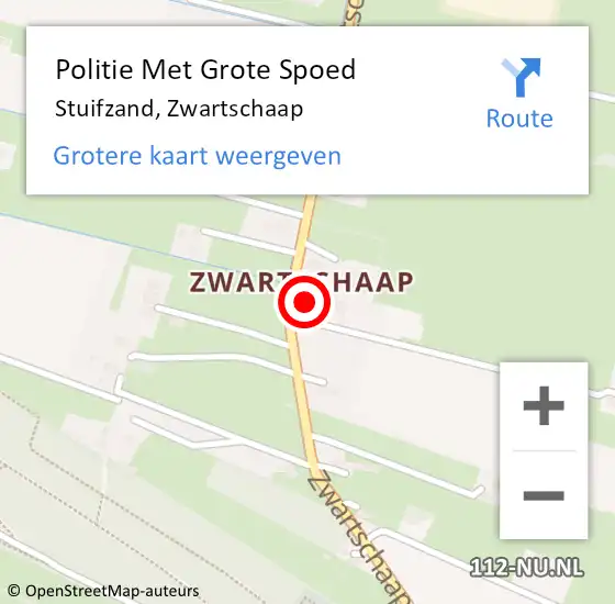 Locatie op kaart van de 112 melding: Politie Met Grote Spoed Naar Stuifzand, Zwartschaap op 24 oktober 2024 15:50