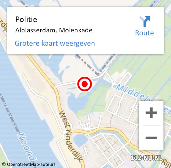 Locatie op kaart van de 112 melding: Politie Alblasserdam, Molenkade op 24 oktober 2024 15:55