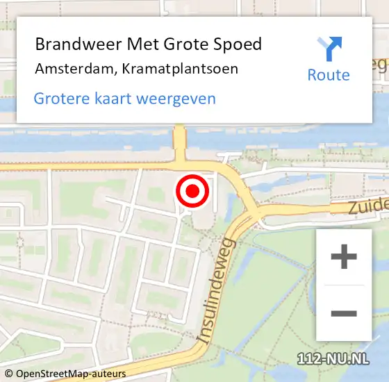 Locatie op kaart van de 112 melding: Brandweer Met Grote Spoed Naar Amsterdam, Kramatplantsoen op 24 oktober 2024 16:49