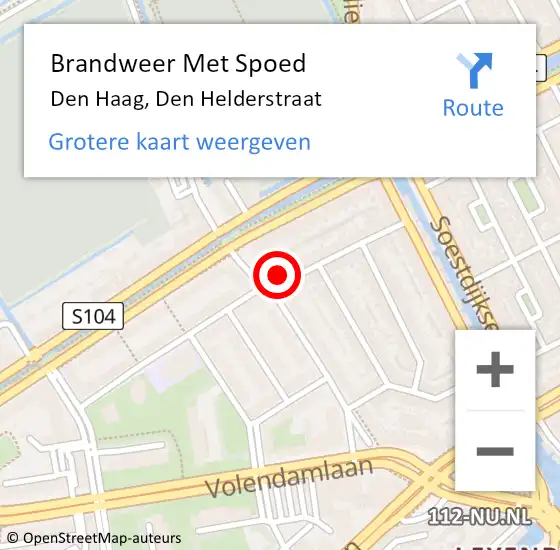 Locatie op kaart van de 112 melding: Brandweer Met Spoed Naar Den Haag, Den Helderstraat op 24 oktober 2024 16:54