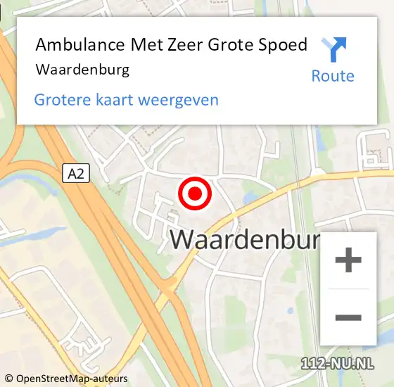 Locatie op kaart van de 112 melding: Ambulance Met Zeer Grote Spoed Naar Waardenburg op 24 oktober 2024 16:57