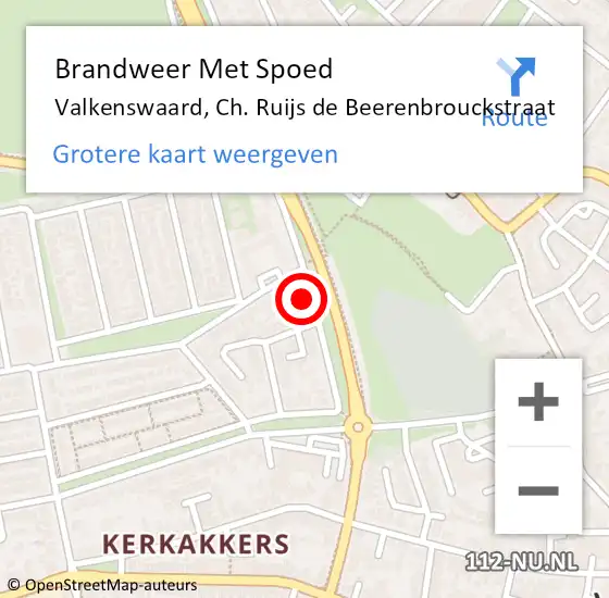 Locatie op kaart van de 112 melding: Brandweer Met Spoed Naar Valkenswaard, Ch. Ruijs de Beerenbrouckstraat op 24 oktober 2024 16:58