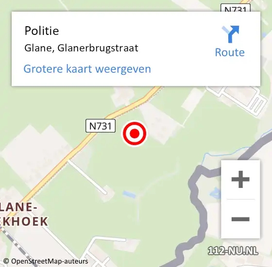 Locatie op kaart van de 112 melding: Politie Glane, Glanerbrugstraat op 24 oktober 2024 16:59